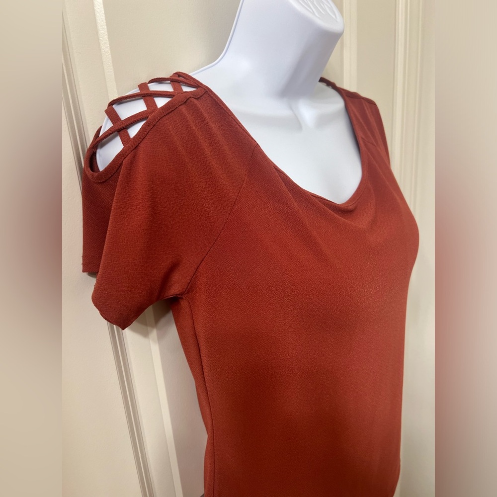 Orange crisscross shoulder top